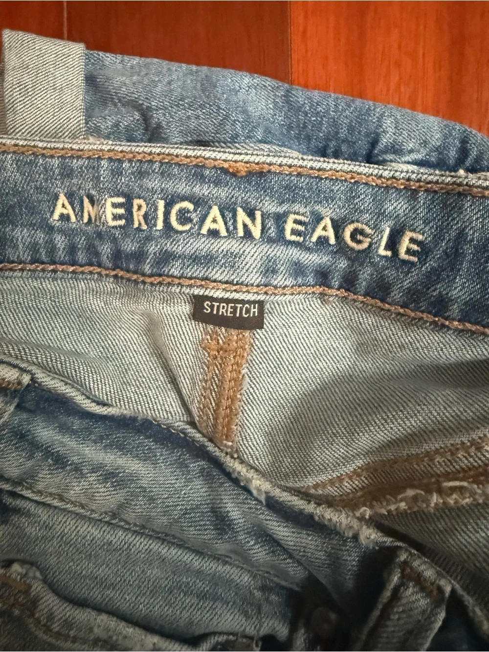 American Eagle Outfitters Light Blue High-Rise Rolled Hem Denim Shorts